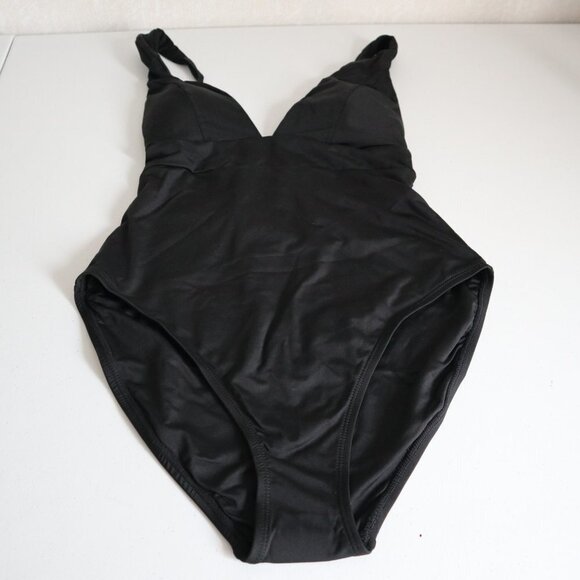 NEW Andie The Sardinia One Piece Black Adjustable Plunge High Leg M - Picture 2 of 9